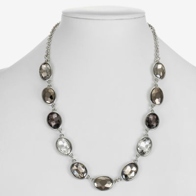 Monet Jewelry Frontal Womens Gray 17 Inch Collar Necklace