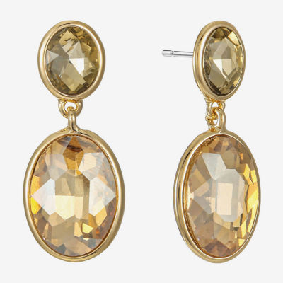 Monet Jewelry Double Womens Brown Glass Oval Hypoallergenic Drop Earrings