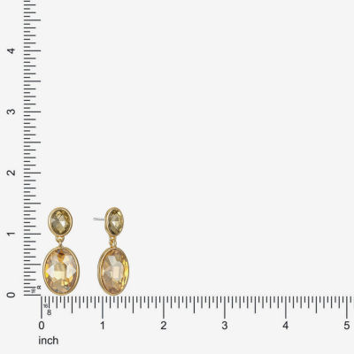 Monet Jewelry Double Womens Brown Glass Oval Hypoallergenic Drop Earrings