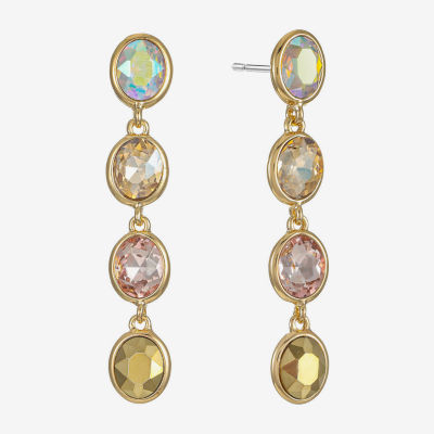 Monet Jewelry Linear Womens Brown Glass Oval Hypoallergenic Drop Earrings