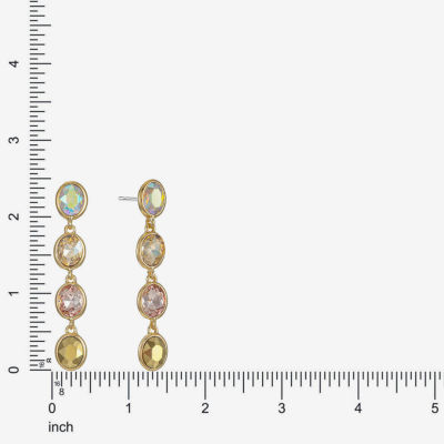 Monet Jewelry Linear Womens Brown Glass Oval Hypoallergenic Drop Earrings