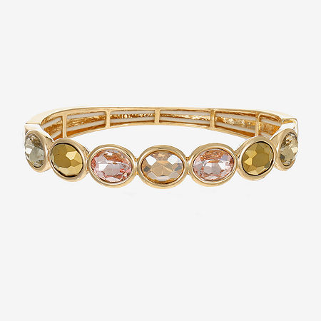 Monet Jewelry Stretch Womens Brown Glass Oval Bangle Bracelet In Gold