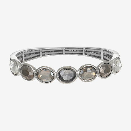 Monet Jewelry Stretch Womens Brown Glass Oval Bangle Bracelet In Gray