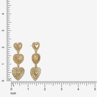 Monet Jewelry Gold Tone Radiant Linear Womens Heart Hypoallergenic Drop Earrings
