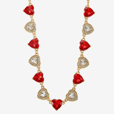 Monet Jewelry Frontal Womens Red 17 Inch Collar Necklace