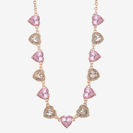 Monet Jewelry Frontal Womens Red 17 Inch Collar Necklace In Pink