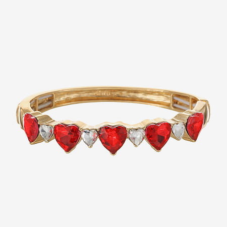 Monet Jewelry Womens Red Glass Heart Bangle Bracelet In Red