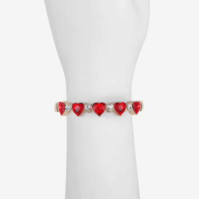 Monet Jewelry Womens Red Glass Heart Bangle Bracelet