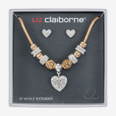 Liz Claiborne Womens Glass Heart Hypoallergenic 2-pc. Jewelry Set