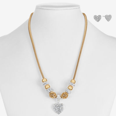 Liz Claiborne Womens Glass Heart Hypoallergenic 2-pc. Jewelry Set