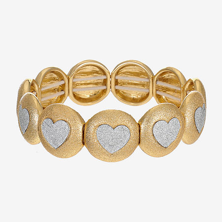 Monet Jewelry Womens Heart Stretch Bracelet In Gold