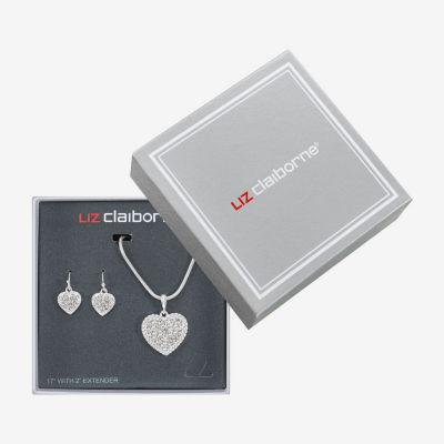 Liz Claiborne Womens Glass Heart 2-pc. Jewelry Set