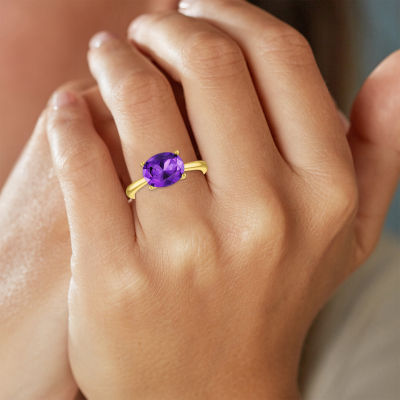 Gemstone 14K Gold Over Silver Oval Solitaire Cocktail Ring