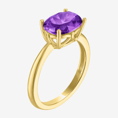 Gemstone 14K Gold Over Silver Oval Solitaire Cocktail Ring