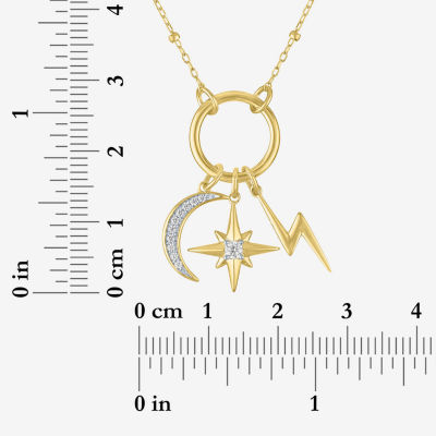 Diamond Addiction (G-H / Si2-I1) Womens 1/10 CT. T.W. Lab Grown White Diamond 14K Gold Over Silver LIghtning Bolt Moon Star 17 Inch Pendant Necklace