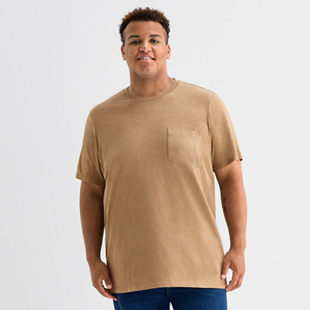 mutual weave Mens Crew Neck Short Sleeve Big and Tall T-Shirt, 6x-large, Brown