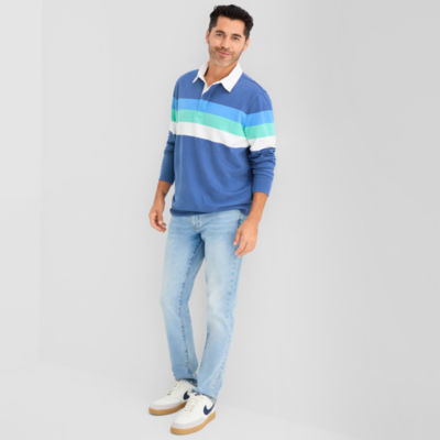 St. John's Bay French Terry Rugby Mens Classic Fit Long Sleeve Polo Shirt