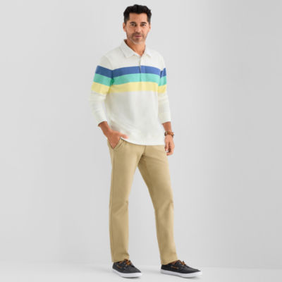 St. John's Bay French Terry Rugby Mens Classic Fit Long Sleeve Polo Shirt