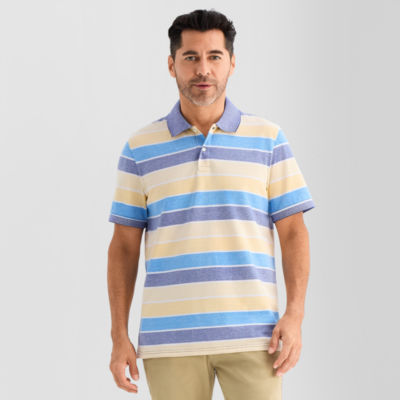 St. John's Bay Essential Striped Oxford Mens Classic Fit Short Sleeve Polo Shirt