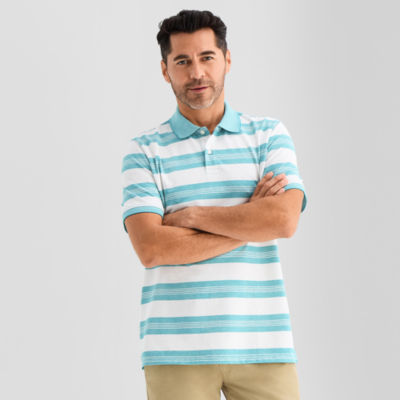 St. John's Bay Essential Striped Oxford Mens Slim Fit Short Sleeve Polo Shirt