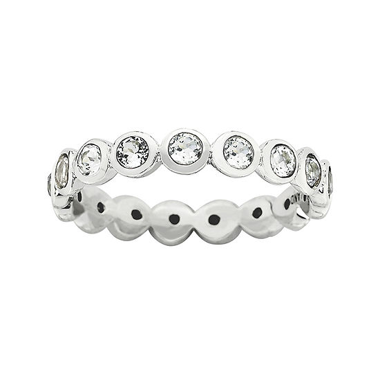 Personally Stackable "April" Crystal Sterling Silver Eternity Ring