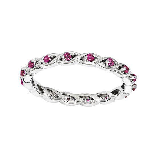Personally Stackable Lab-Created Ruby Twisted Eternity Ring