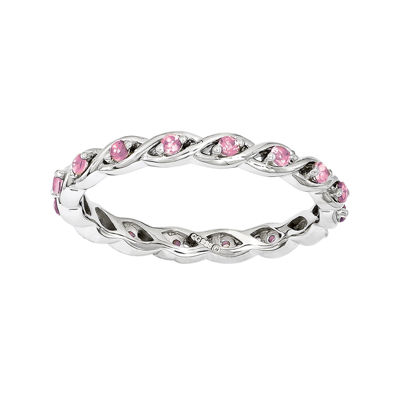 Personally Stackable Lab-Created Pink Sapphire Twisted Eternity Ring