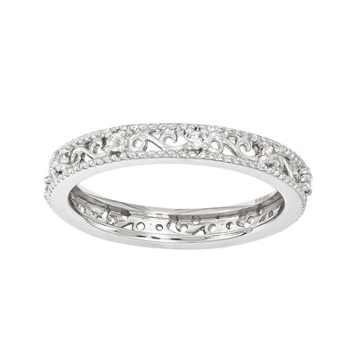 Personally Stackable Genuine White Topaz Filigree Eternity Ring