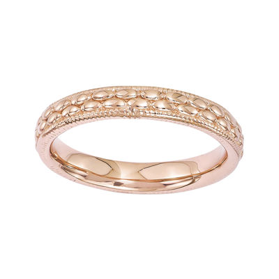 Personally Stackable 18K Rose Gold Over Sterling Silver Patterned Ring