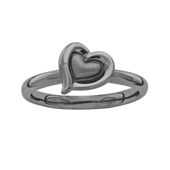 Simulated Aquamarine and Genuine White Topaz Sterling Silver Heart-Shaped Ring