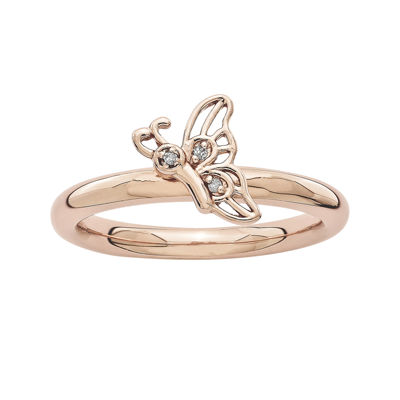 Personally Stackable DA 18K Rose Gold Over Sterling Silver Butterfly Ring