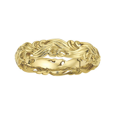 Personally Stackable 18K Yellow Gold Over Sterling Silver Carved Wave