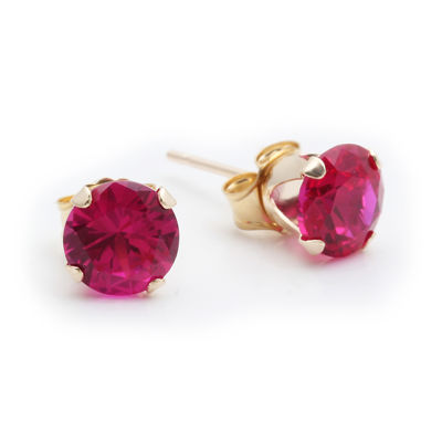 Lab-Created 6mm Ruby 10K Yellow Gold Stud Earrings, Color: Ruby - JCPenney