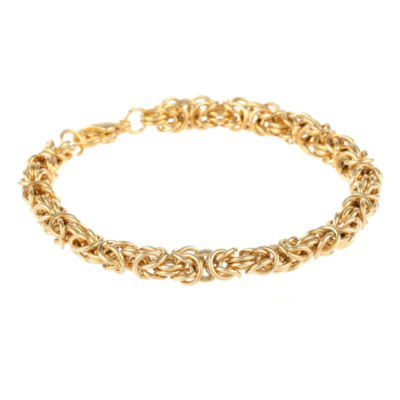 Mens Stainless Steel & Gold-Tone IP 9" 7mm Byzantine Bracelet