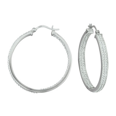 Sterling Silver Crystal In/Out Hoop Earrings