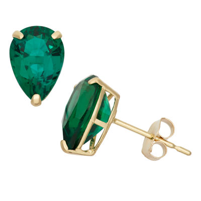 Lab Created Green Emerald 10K Gold 9mm Stud Earrings - JCPenney
