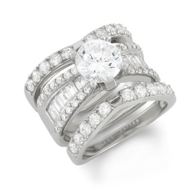Womens 4 CT. Cubic Zirconia Sterling Silver Round Bridal Set