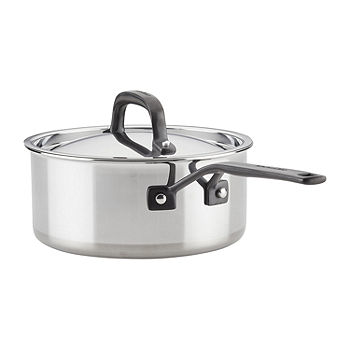 KitchenAid 3-Ply Cookware Set 15-in Stainless Steel Cookware Set with Lid(s)  Included in the Cooking Pans & Skillets department at