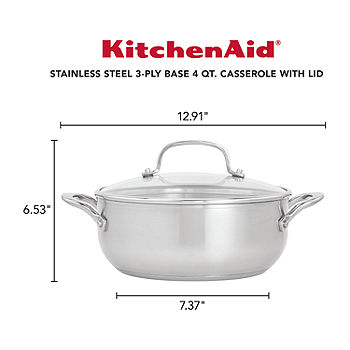 KitchenAid 3-Ply Base Stainless Steel Saucepan with Lid, 3-Quart