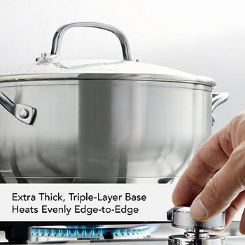 16 Qt Tramontina Stainless Steel Covered Stockpot, Induction Ready, 3ply  Base, Clear Lid