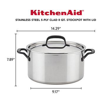 KitchenAid 5-Ply Clad Stainless Steel 8-qt. Stockpot, Color: Silver -  JCPenney