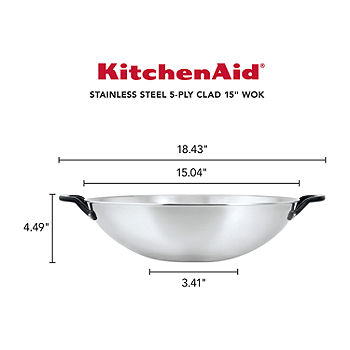 Trouwens Ontdek Uitwerpselen KitchenAid 5-Ply Clad Stainless Steel Wok, Color: Silver - JCPenney