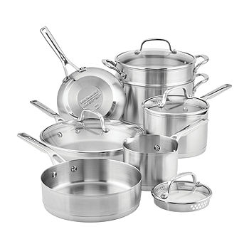 Calphalon 11-Piece Pots and Pans Set, Stainless Steel Kitchen Cookware with  Stay-Cool Handles, Dishwasher Safe, Silver