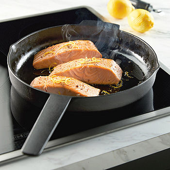 12 inch Cast Iron Skillet with Pouring Spouts - Black