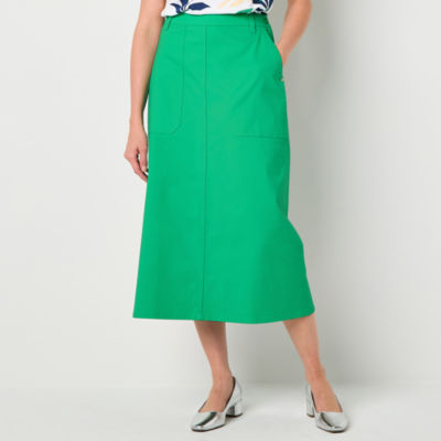 Liz Claiborne Womens Mid Rise Midi A-Line Skirt