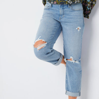 a.n.a Womens Petite Mid Rise Boyfriend Jean