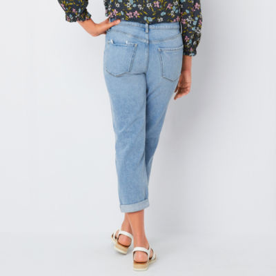 a.n.a Womens Petite Mid Rise Boyfriend Jean