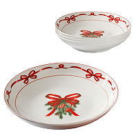 Martha Stewart Festive Bow 4-pc.Ceramic Dinner Bowl, One Size, White