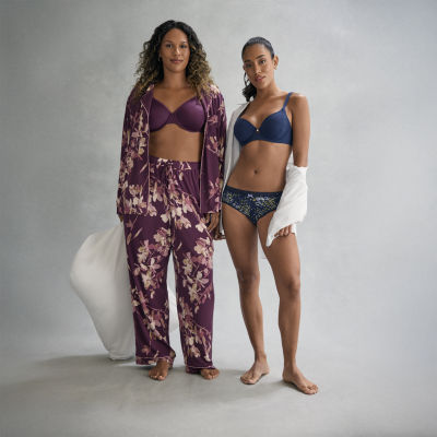 Ambrielle Womens V-Neck Long Sleeve 2-pc. Pajama Sets