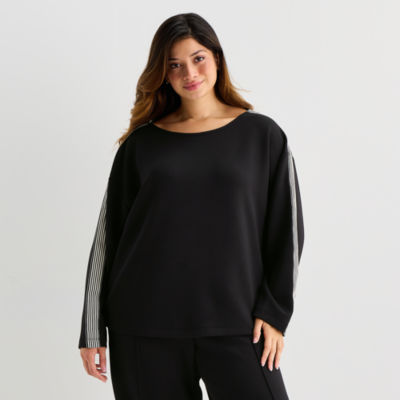 Stylus Womens Plus Round Neck Long Sleeve Sweatshirt